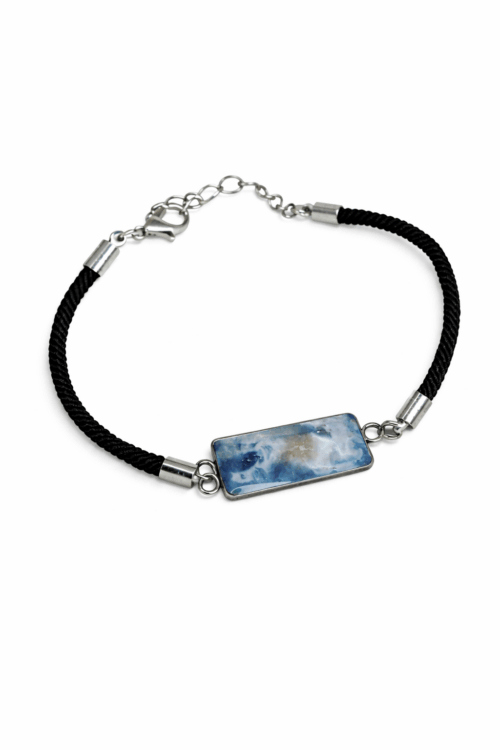 Tierasche Armband mit rechteckiger Fassung und Kordelarmband