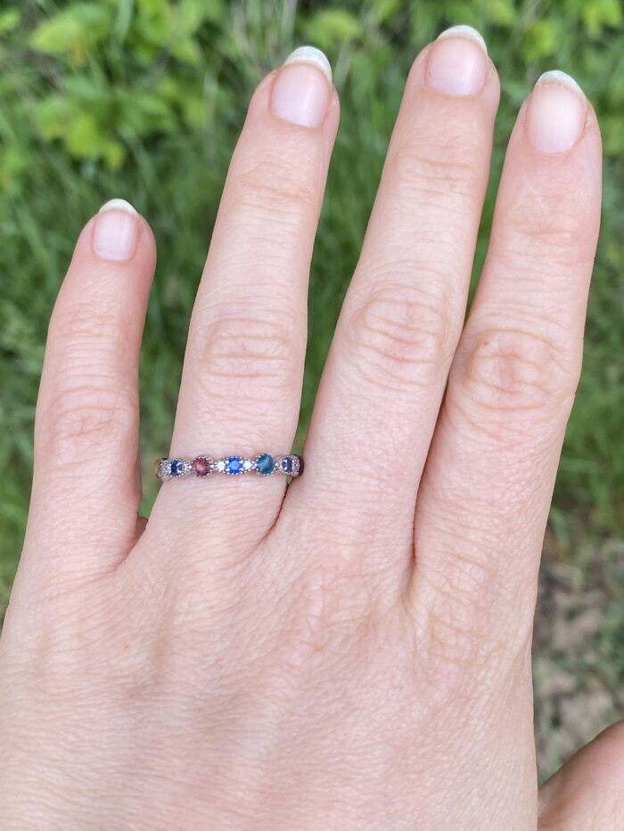 Sterlingsilber-Ring mit 5 Erinnerungs-Fassungen – handgefertigt & einzigartig – Bild 4