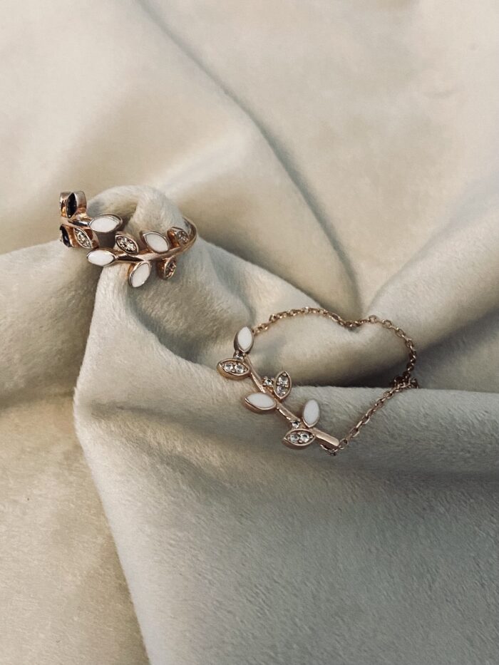 Erinnerungsschmuck Set – Kette & Ring aus Sterlingsilber mit Blüten & Andenken