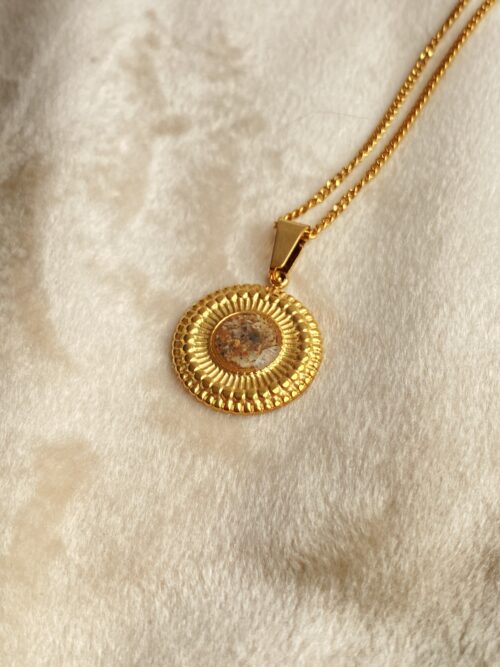 Schmuck aus Asche – Sonnenanhänger Kette aus vergoldetem Edelstahl